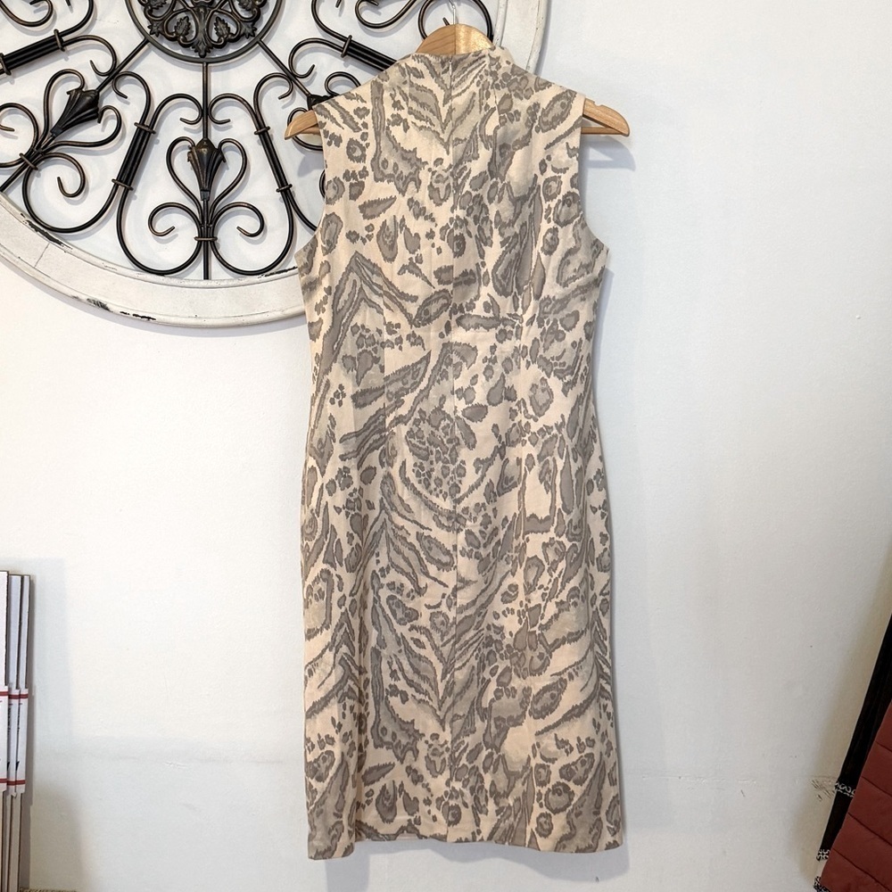 new J.McLaughlin “Liz” Cream Taupe Velvet Jaguar Sleeveless Midi Dress Small - Picture 4 of 8